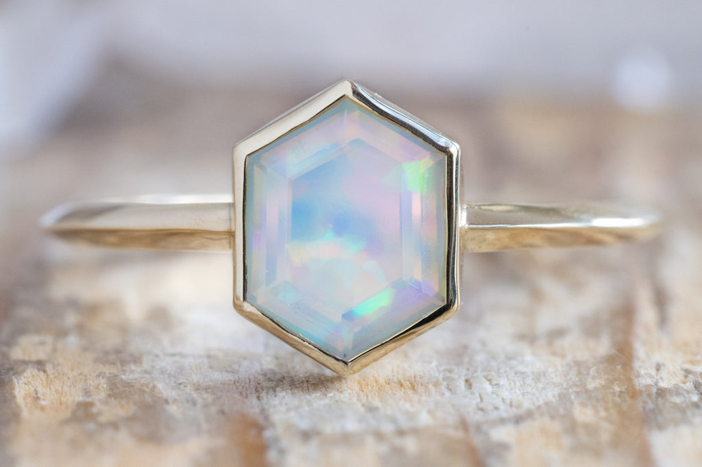 The Hazel Ring with an Opal Hexagon